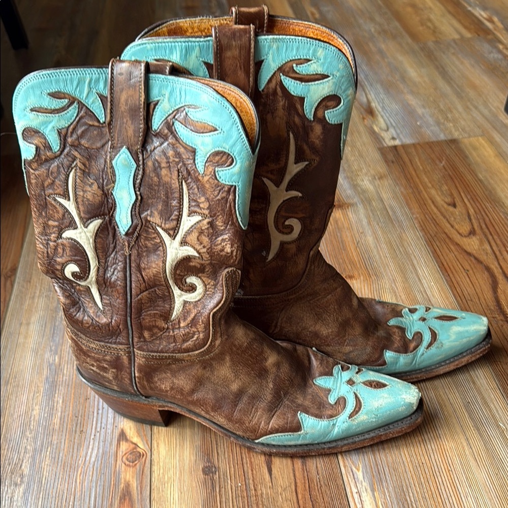 1883 by Lucchese Brown and Turquoise Cowboy Boots